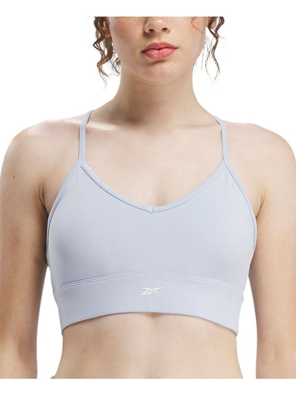 Reebok Womens Workout Ready Tri Back Medium Impact Sports Bra Blue Size XL NWT